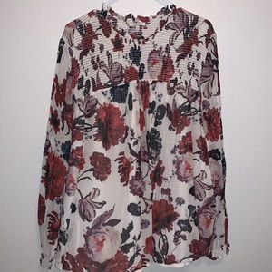 Lucky Brand Plus Size Floral Smocked Top 3X